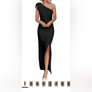 One Shoulder Black Women's Midi Dress